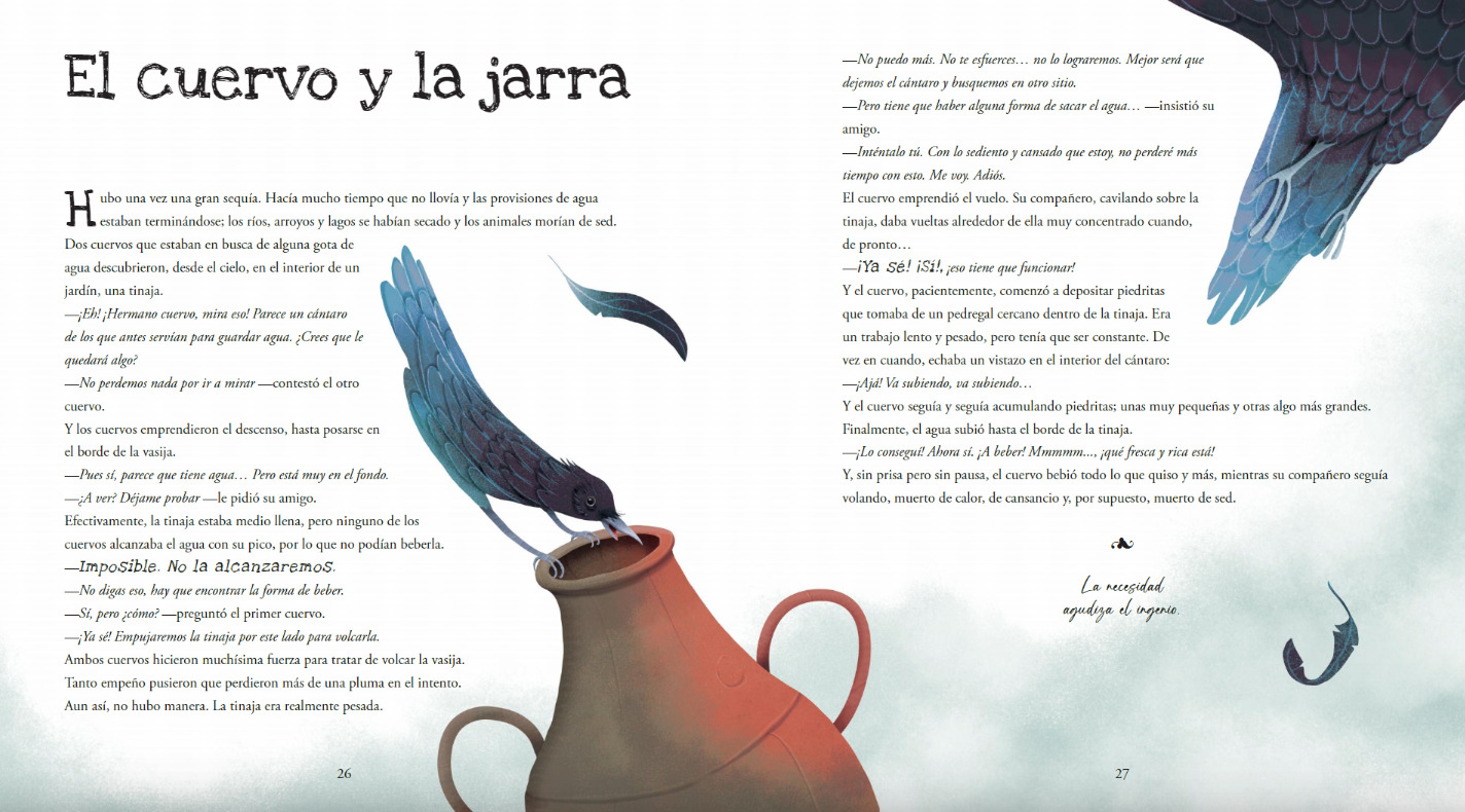 El cuervo y la jarra: una historia de ingenio y astucia