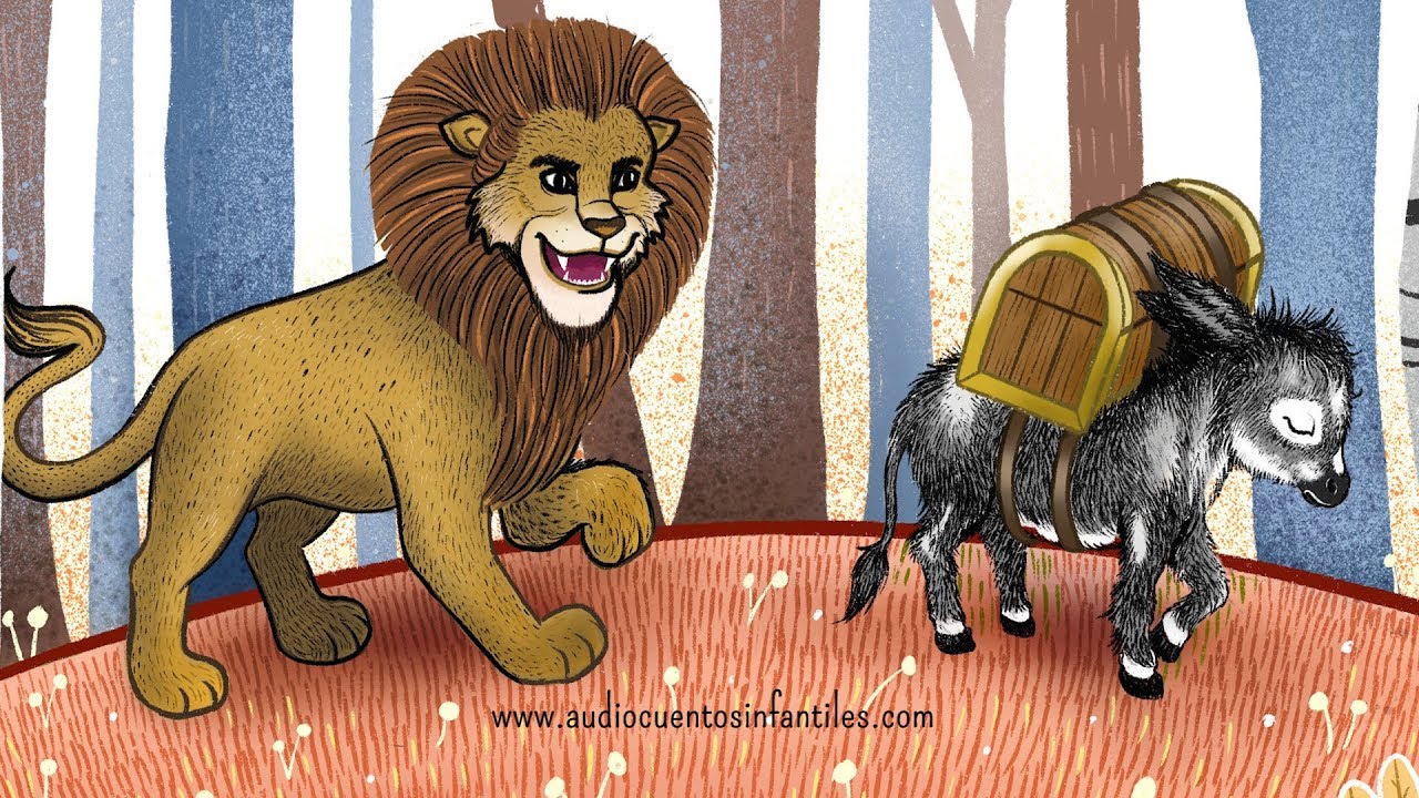 La fábula de los leones, el burro y el tesoro encantado