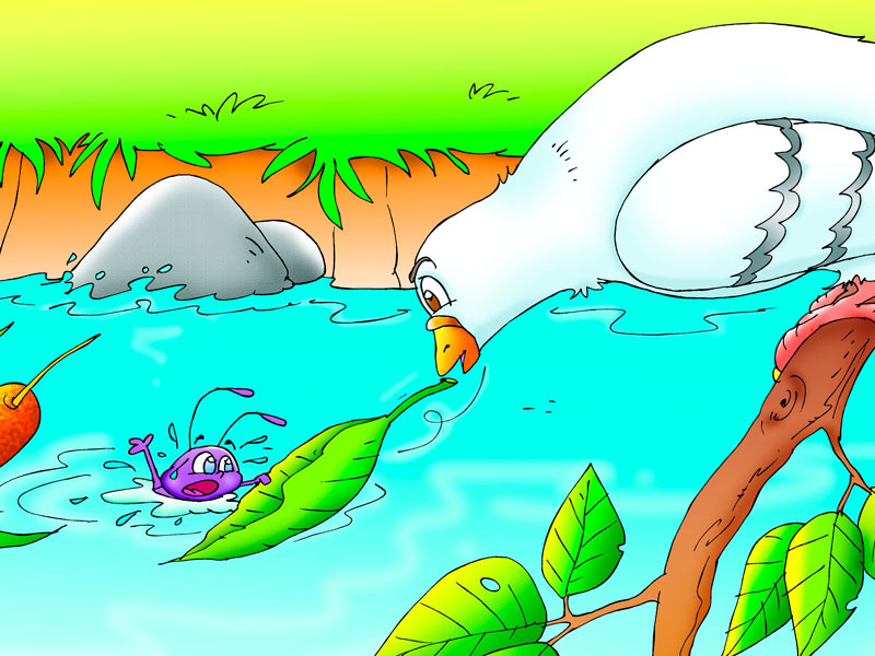 La Paloma y la Hormiga: Un Amistoso Encuentro en el Bosque